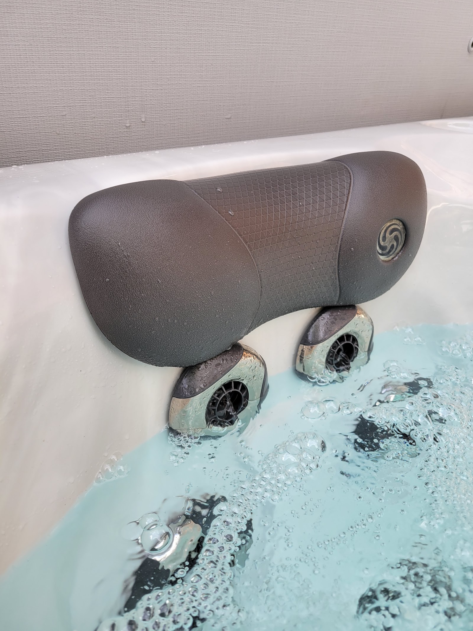 Hot tub water bubbling around jets